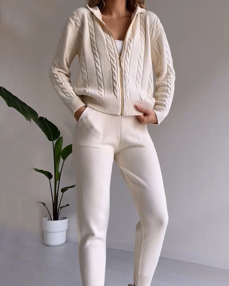 Ania - Lässiges Twist-Jacquard-Zweiteiler-Set