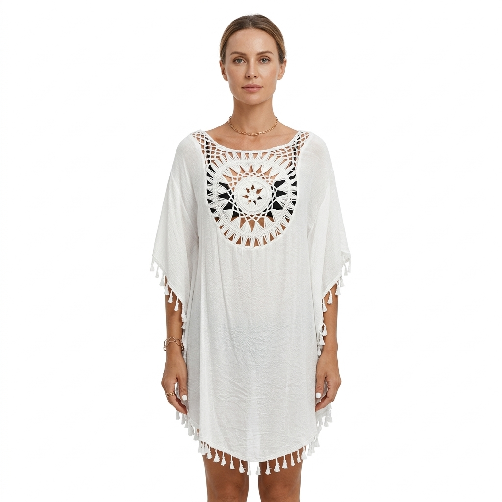 Tasselierter Strand-Poncho
