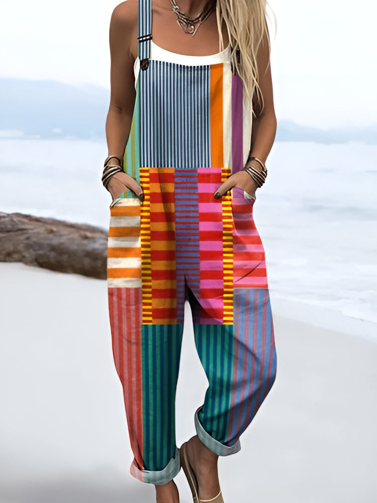 Lærke™ | Bunte Pop-Streifen Latzhose